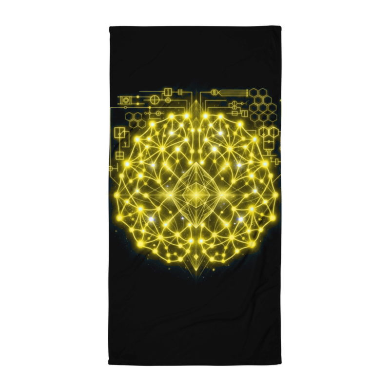 Uncle Benny ® Neural Link Sync IBM Quantum Computer Beach Towel Neon Yellow EST. 2020