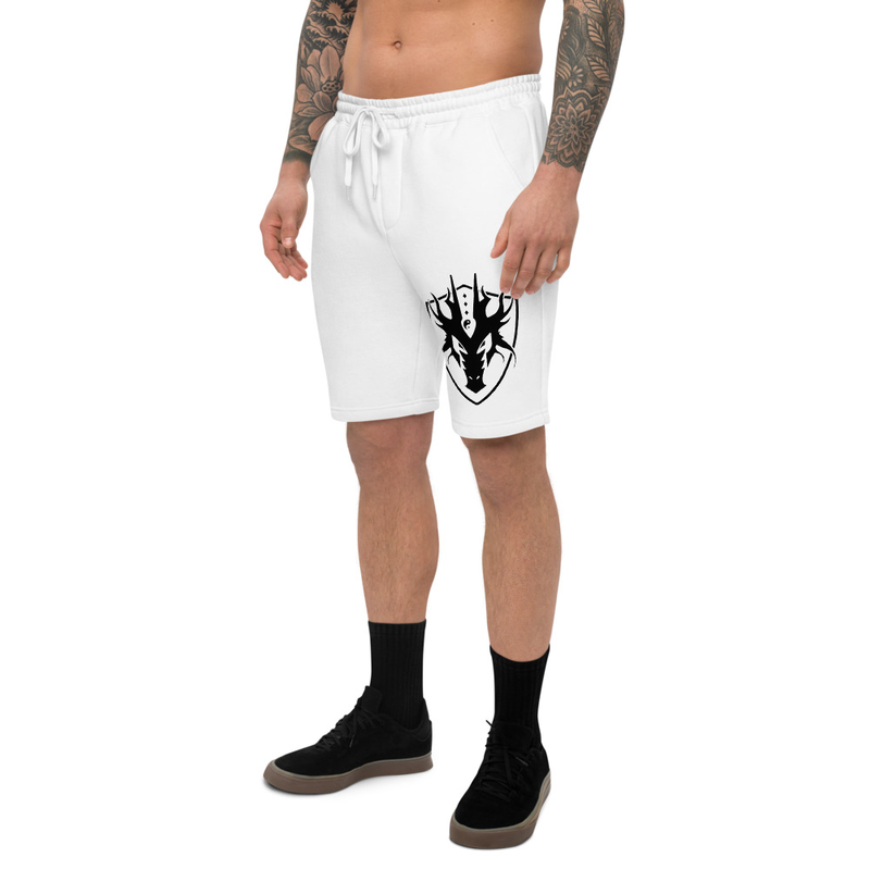 Men's White fleece Dragon shorts