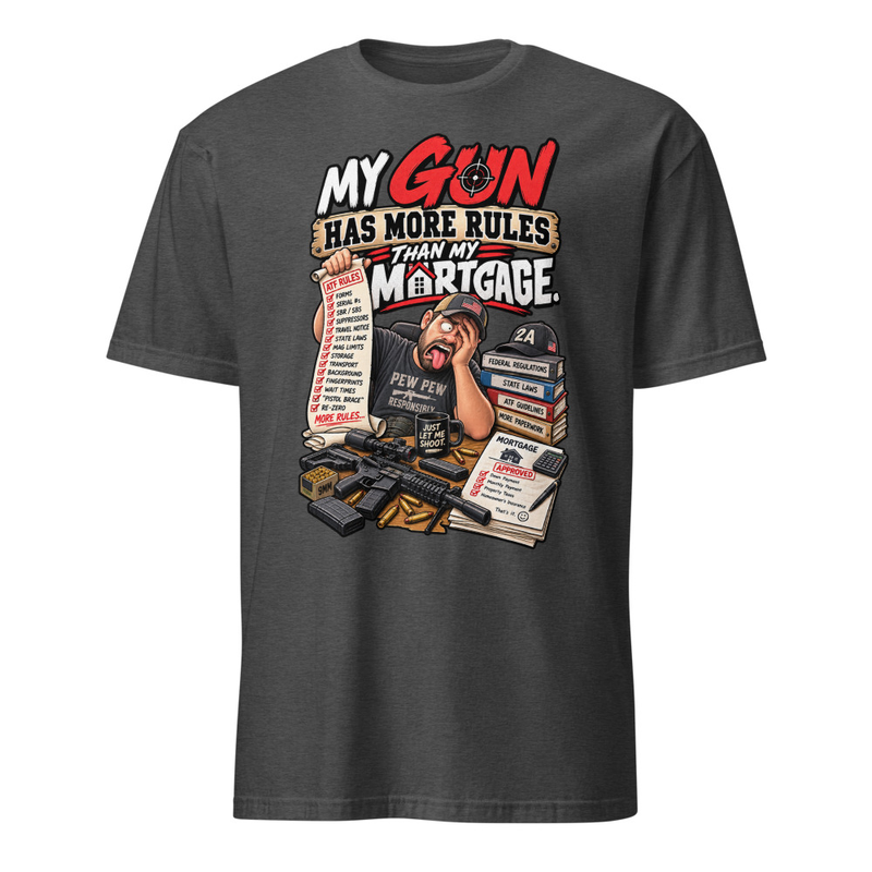 Gun Rules - Short-Sleeve Unisex T-Shirt – XL, Dark Heather Grey