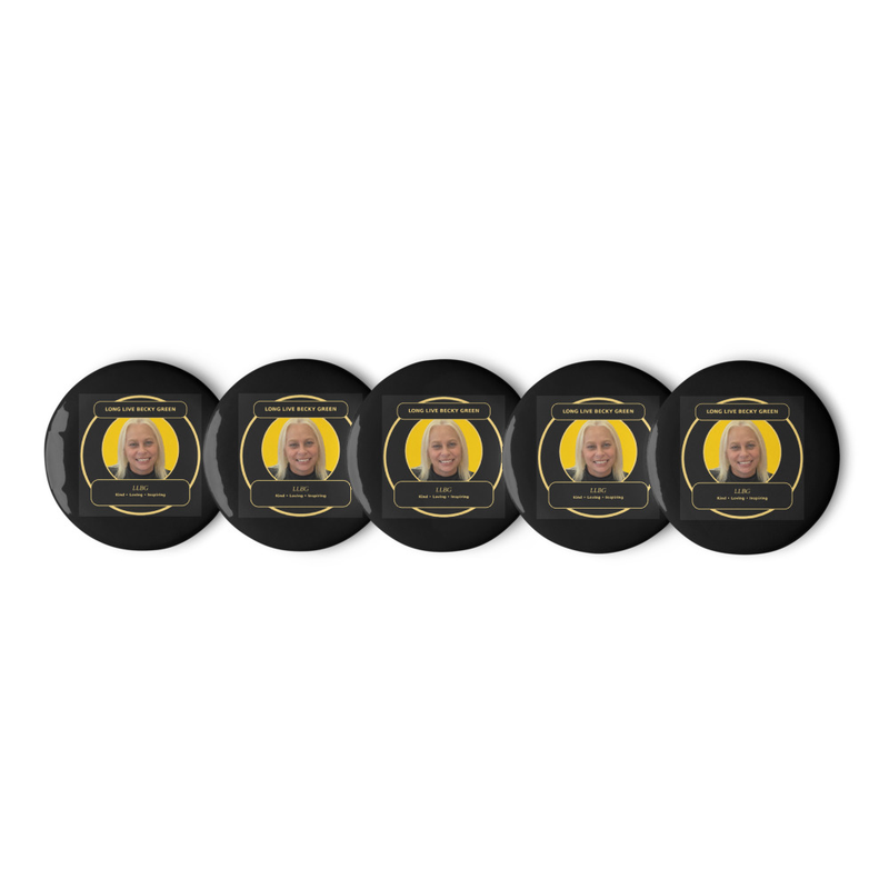 Set Of Becky Green Pin Buttons – 2.25″, White