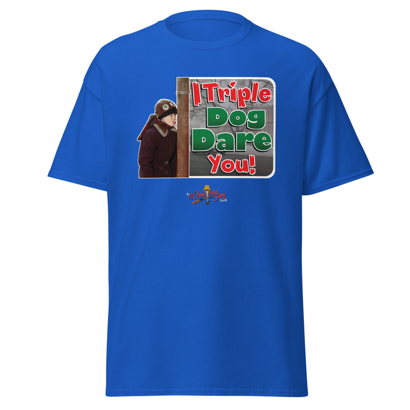 The “I Triple Dog Dare You!” T-Shirt Christmas Story Family Style – S, Royal