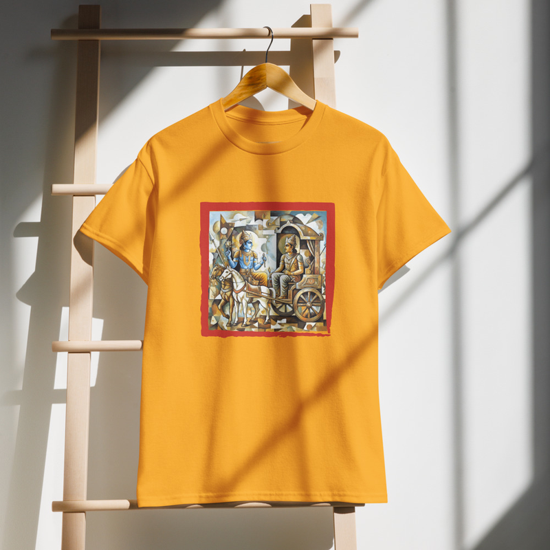Bhagavad Gita Cubism Tee – XL, Gold