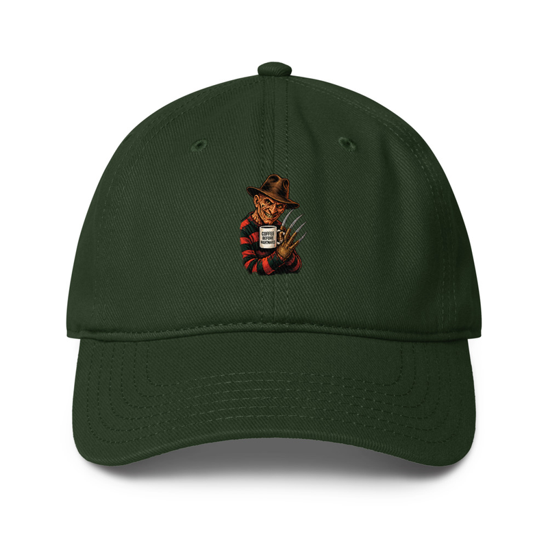 Coffee before Nightmares Low-profile baseball cap – One size, Dark Green