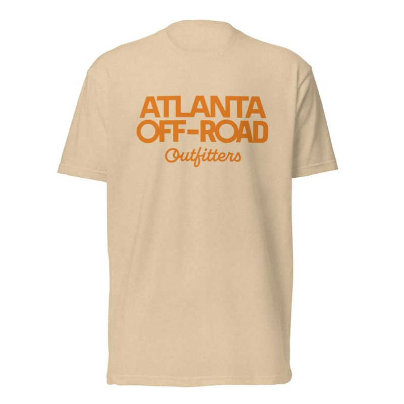 Wordmark Front T-Shirt - ORANGE LOGO – M, Heather Tan