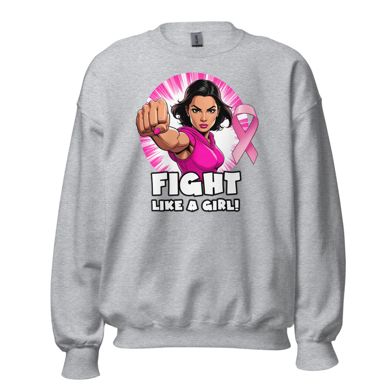 "Fight Like A Girl" Unisex Crew Neck Sweatshirt – S, Sport Grey