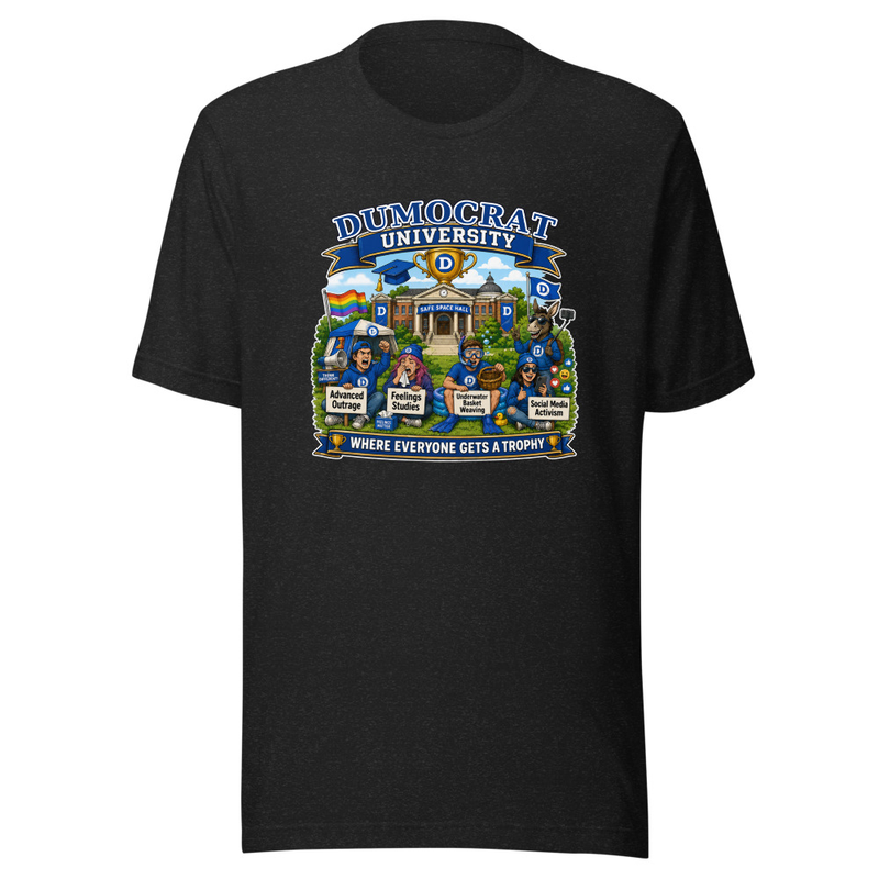 Dumocrat University Unisex T-Shirt — Black Heather