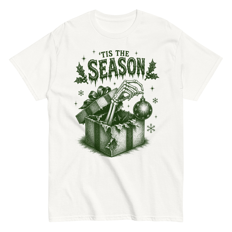 ’Tis the Season Skeleton Christmas T-Shirt – 3XL, White