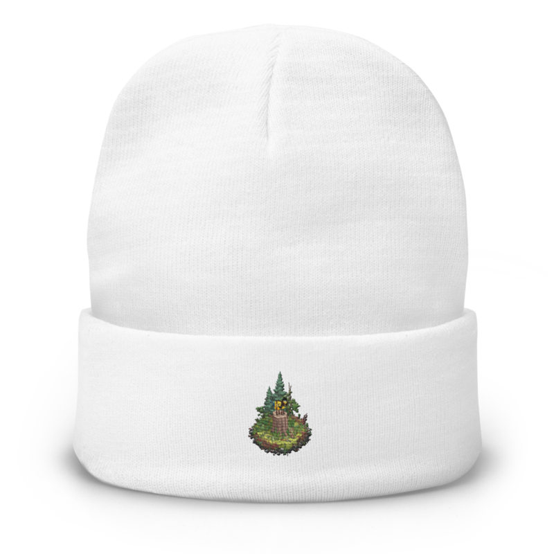 Cutaway Pluckle White Unisex Embroidered Beanie