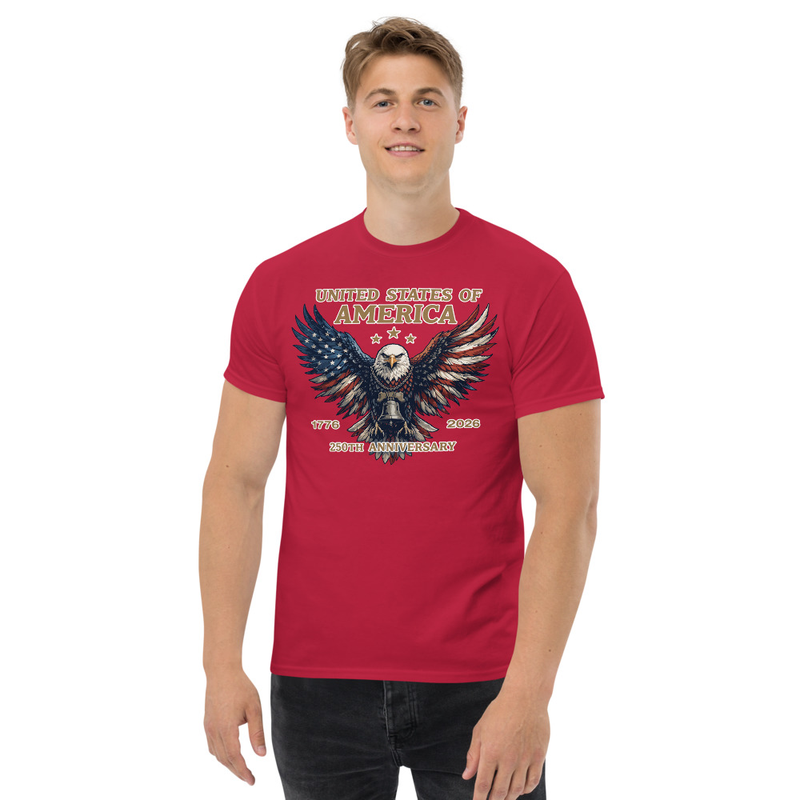 USA 250 | Spread Eagle Unisex Classic Tee – XL, Cardinal