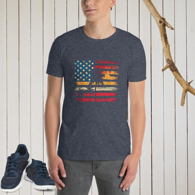Patriotic American Flag Beach Sunset T-Shirt – Perfect Summer Gift – 3XL, Heather Navy
