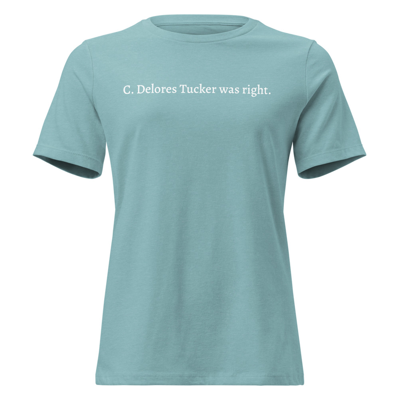 C. Delores Tucker Tee - White (Women's) – S, Heather Blue Lagoon