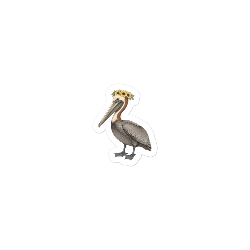Brown Pelican Flower Crown Sticker — Floof