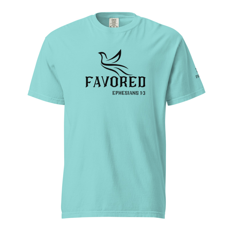 FAVORED Unisex garment-dyed heavyweight t-shirt – S, Lagoon Blue