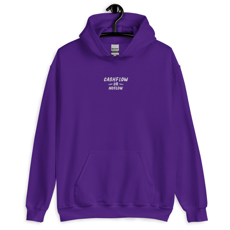 #CashflowOrNoflow Embroidered Hoodie – M, Purple