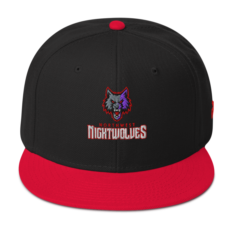 Northwest Nightwolves - Logo Snapback Hat – One size, Red / Black / Black