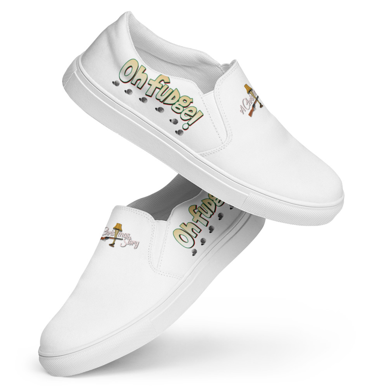 Men’s Classic White A Christmas Story Family "Ohhhh Fudge" Slip-on Comfy Canvas Shoes