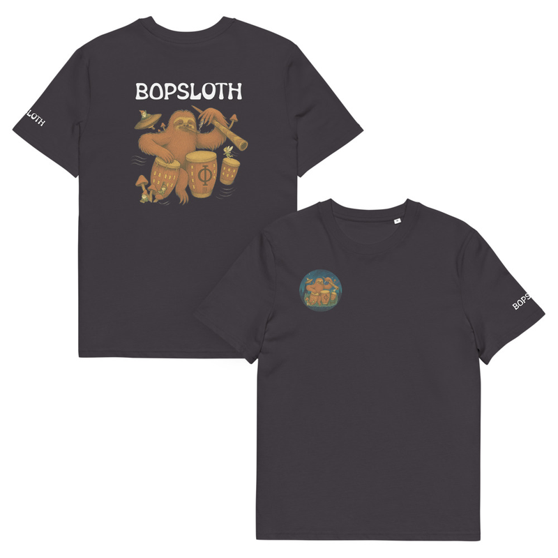 Unisex Organic Cotton Bopsloth LOGO T-Shirt Front and Back