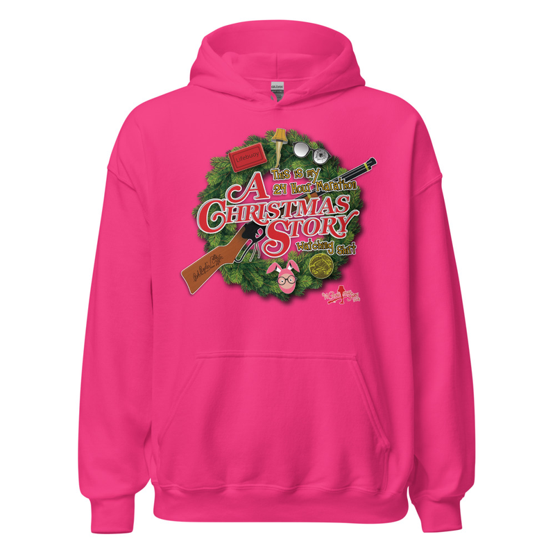 The A Christmas Story Family Wreath Hoodie – A Tribute to the 24-Hour Christmas Marathon – XL, Heliconia
