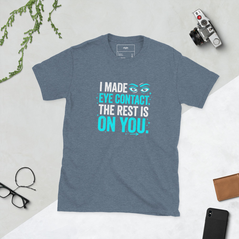 Eye contact Short-Sleeve Unisex T-Shirt – S, Heather Indigo