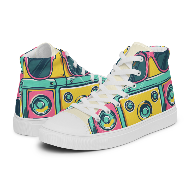 Retro Speakers & Sunglasses Women’s high top canvas shoes