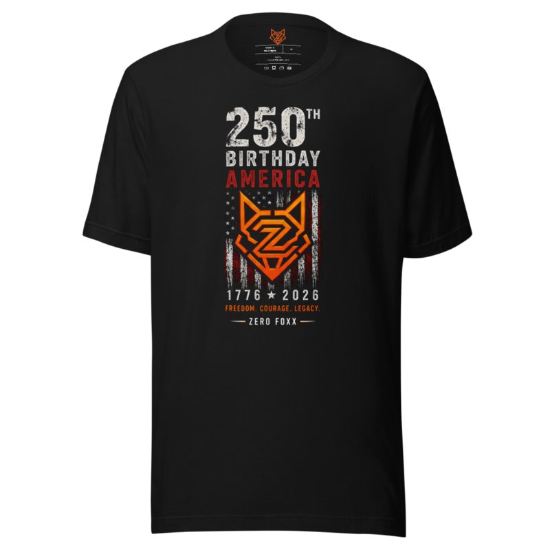 America's 250th — Freedom. Courage. Legacy. | Double-Sided Tee — Black / XS