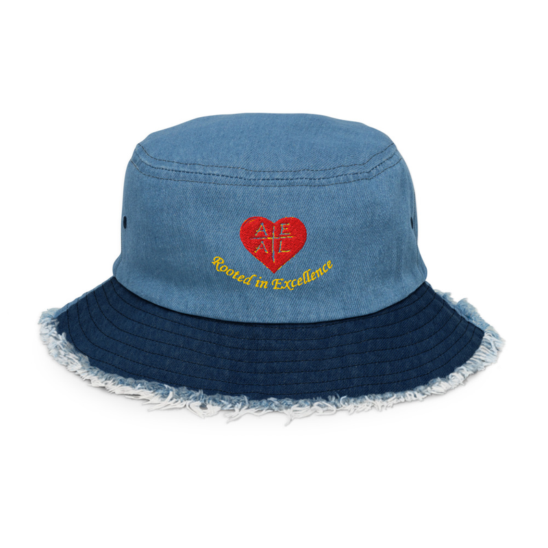 Distressed denim bucket hat – One size, Classic / Light Denim