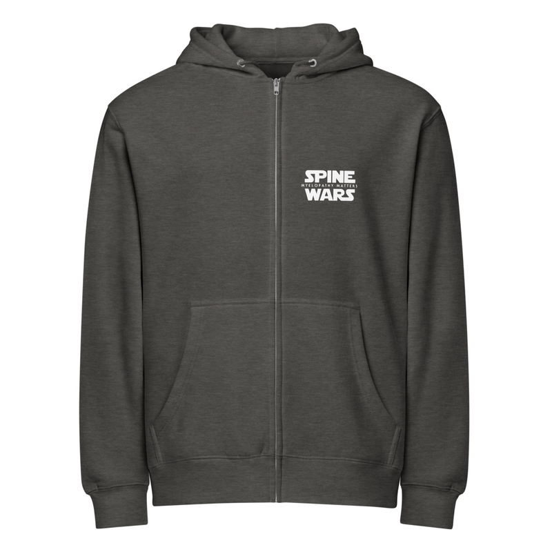 Spine Wars Front and Back White Print Hoodie – XL, Charcoal Heather