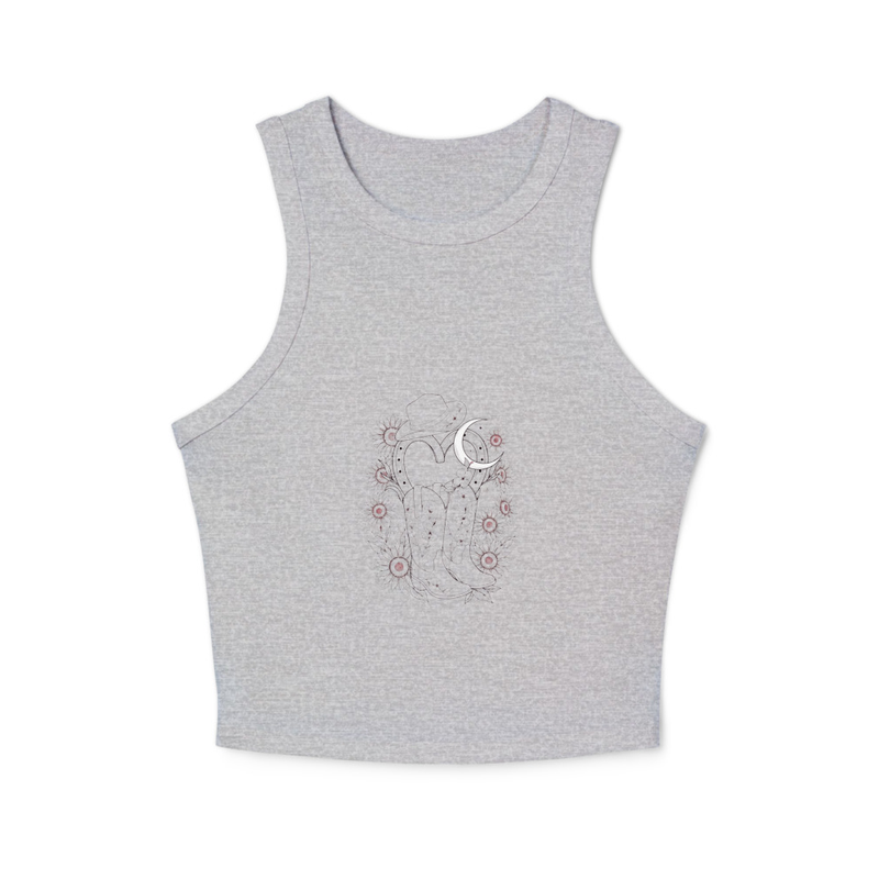 Women's micro rib racer tank top