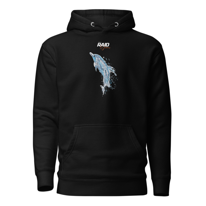 RAID Wear Dolphin Front Print Hoodie – M, Black