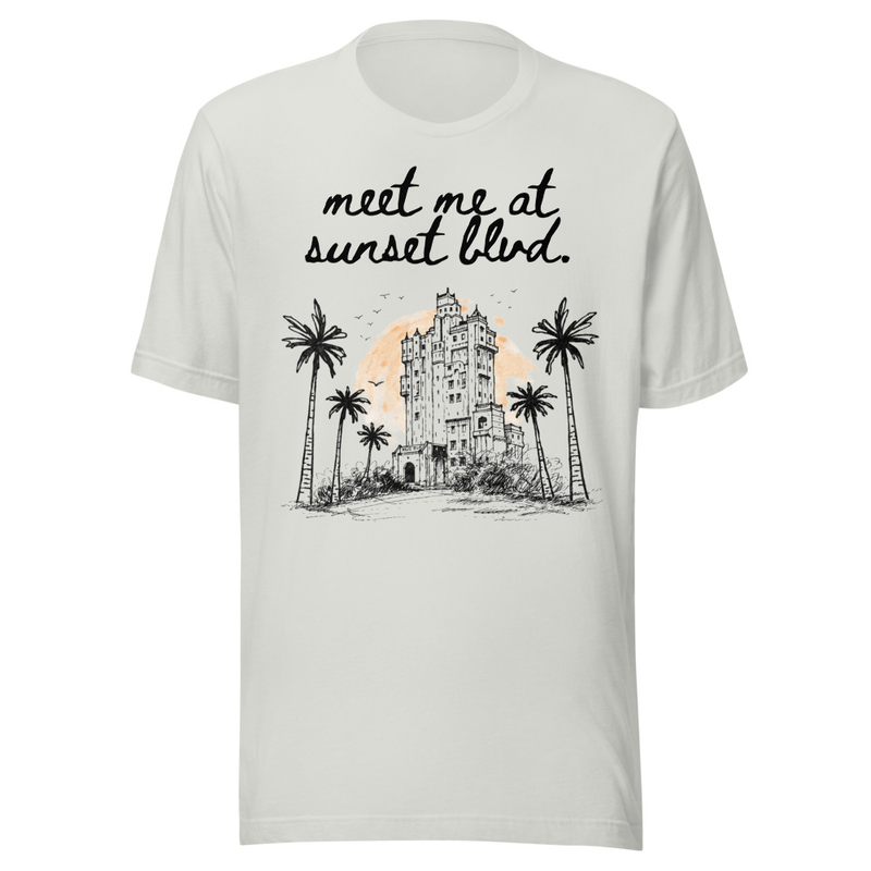 Meet Me Sunset Blvd Tee – S, Silver