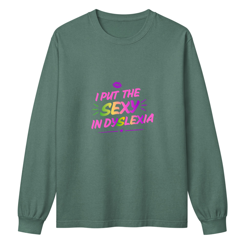 Unisex garment dye heavyweight long sleeve tee – XL, Washed Pine