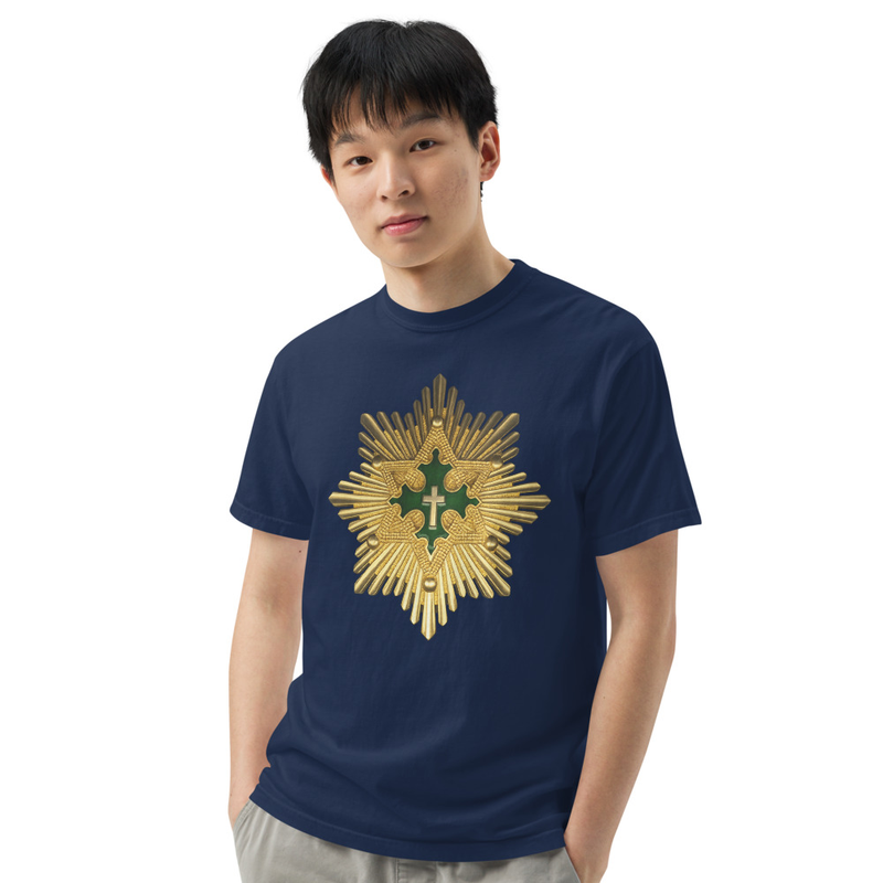 Unisex Imperial Order of the Holy Trinity garment-dyed heavyweight t-shirt – L, True Navy