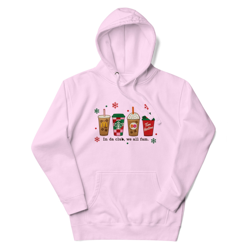 In da Club, We All Fam Holiday Coffee Cup Design Unisex Hoodie – view 5