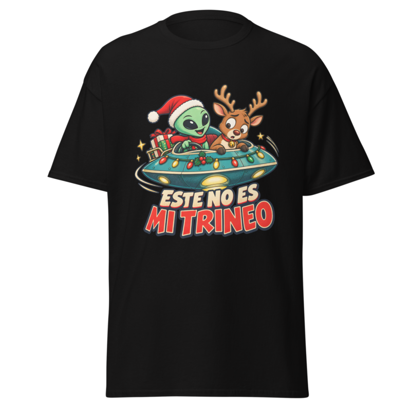 Ovni con reno: Camiseta unisex · Negro