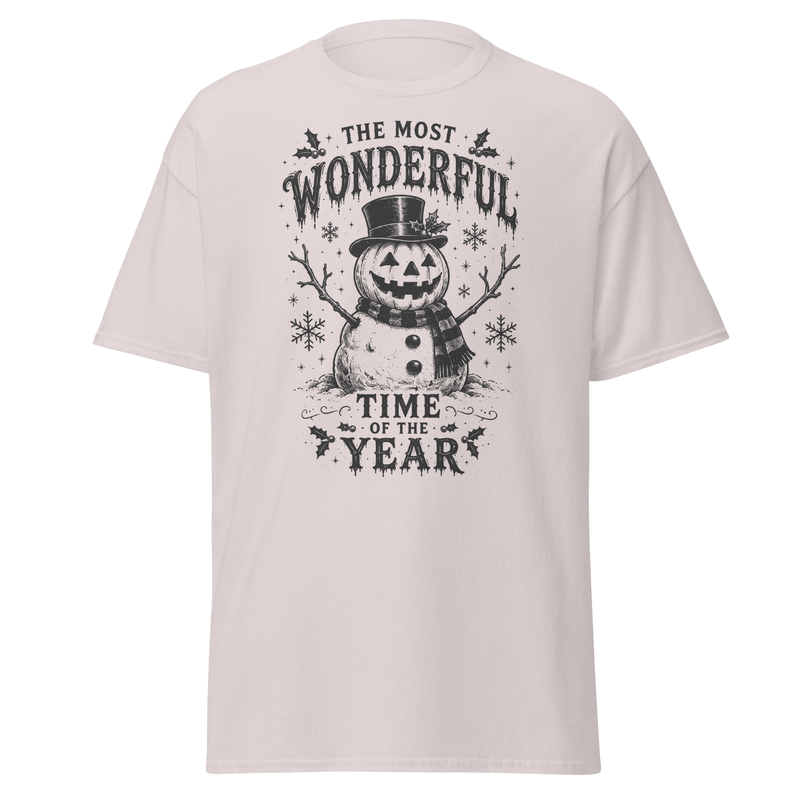 Halloween Snowman Shirt: Spooky Christmas Vintage Distressed Artwork – 3XL, Ice Grey