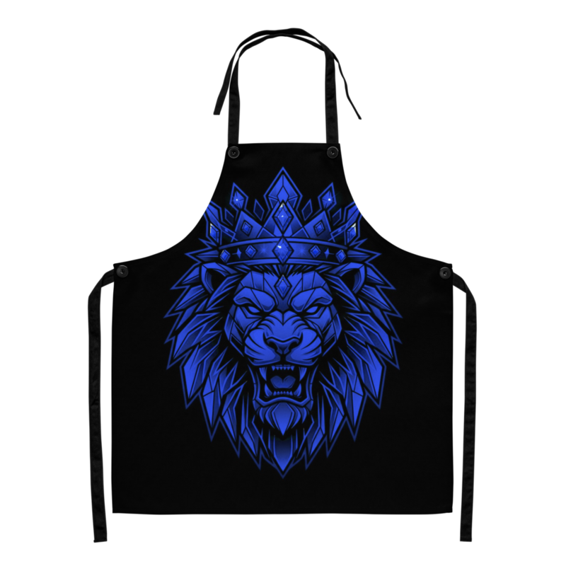 Uncle Benny ® Lion Crown All-Over Print Apron Neon Blue EST. 2020