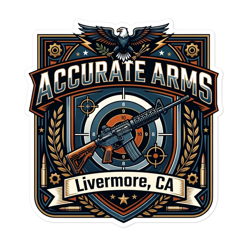 Accurate Arms Badge Bubble-free stickers – 5.5″×5.5″, White