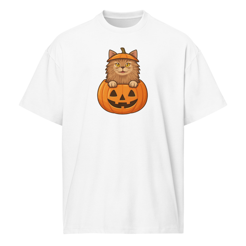 Highlander Cat Jack-O-Lantern Men's Box Tee