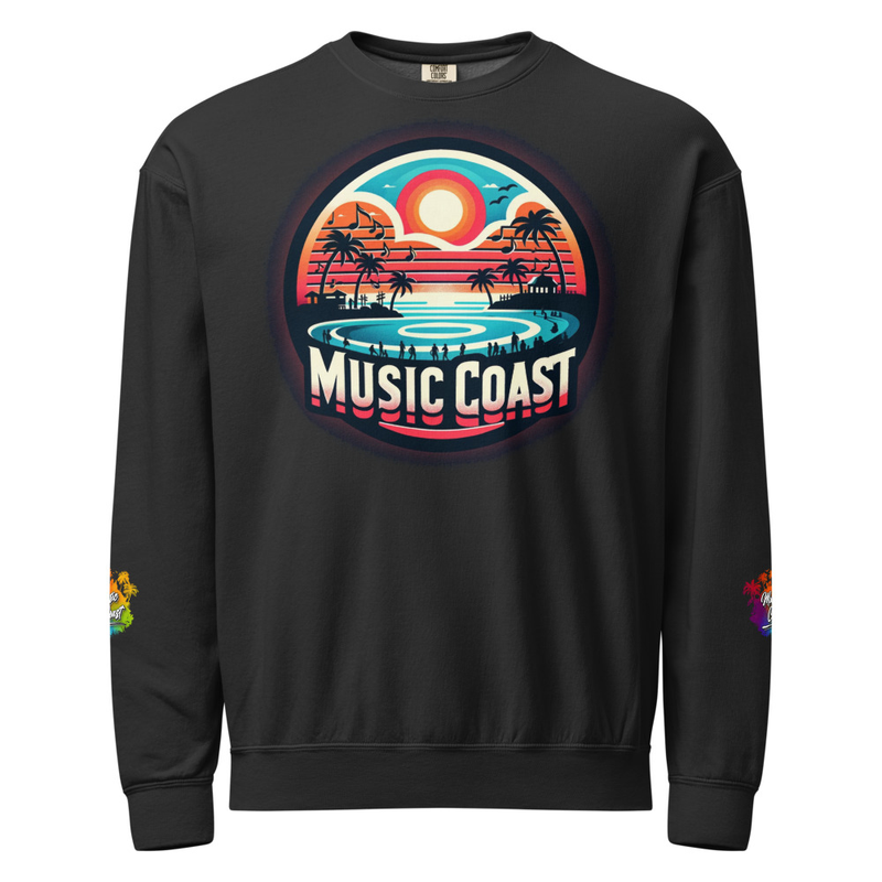 Music Coast Unisex garment-dyed fleece crewneck sweatshirt