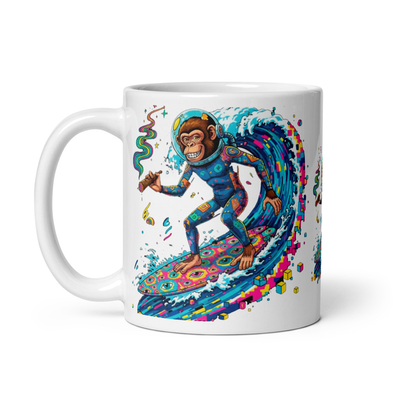 Space Monkey White glossy mug