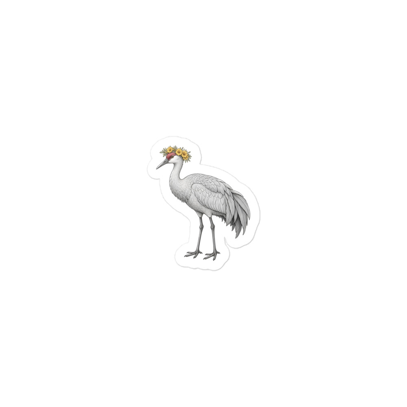 Sandhill Crane Flower Crown Sticker — Floof