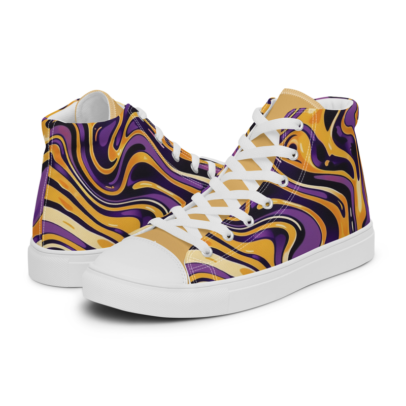 Purple & Gold Los Angeles Swivels Women’s high top canvas shoes