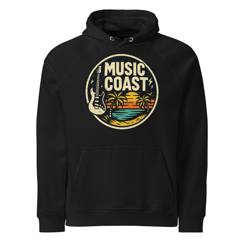Music Coast Unisex eco raglan hoodie ( Guitar Logo )