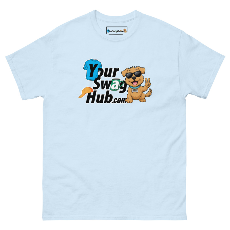Your Swag Hub Stacked Classic Tee – S, Light Blue