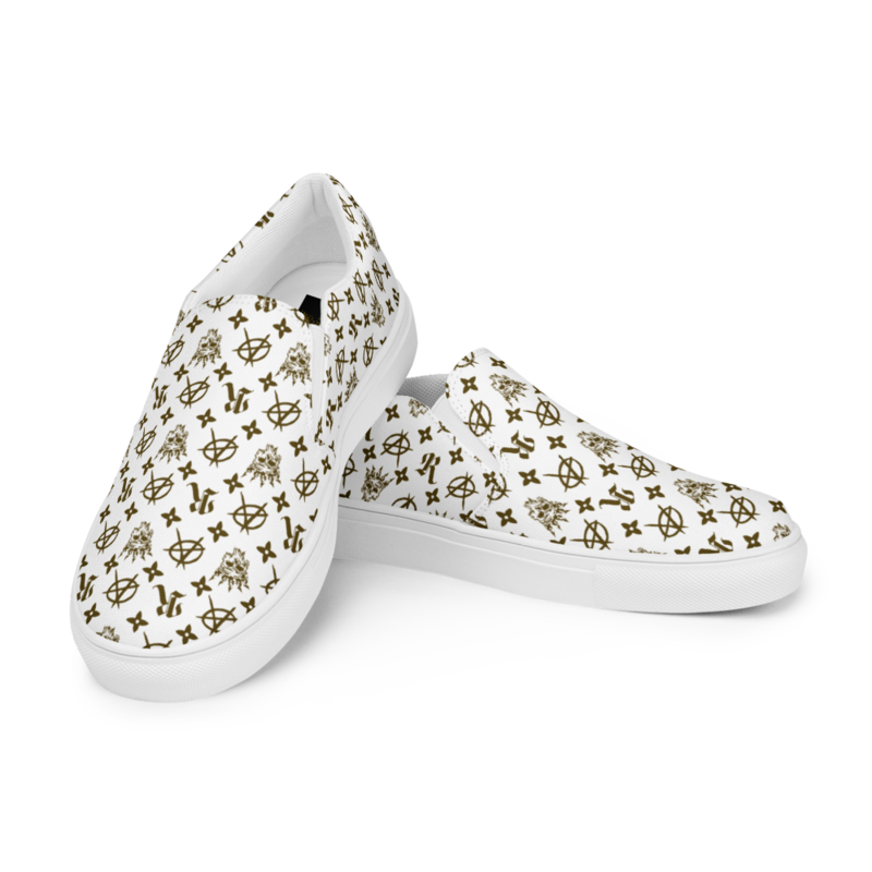 Hood Rich White Slip Ons