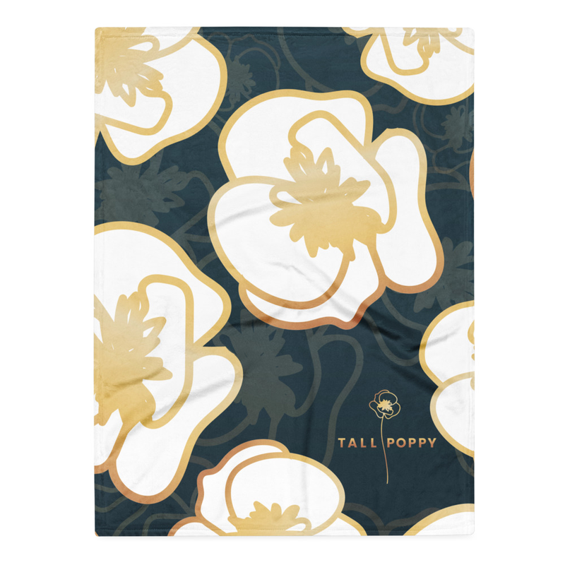 Tall Poppy 30"x40" White Poppies Throw Blanket