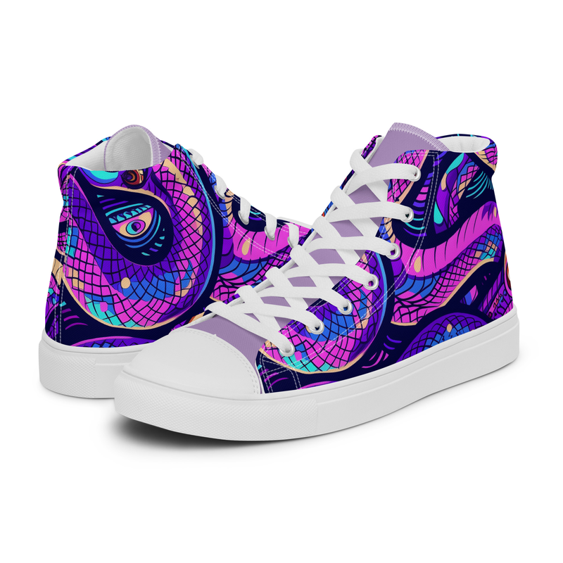 Purple Snake Print - Men’s high top canvas shoes