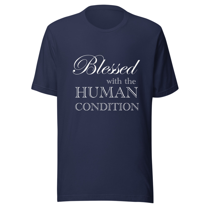 Blessed Unisex T-Shirt White Letters – XL, Navy