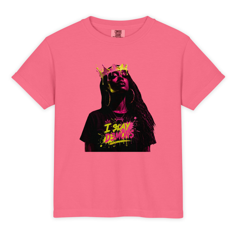 Youth Garment-Dyed Heavyweight "I Slay D3MON$" T-Shirt - Comfort Colors 9018