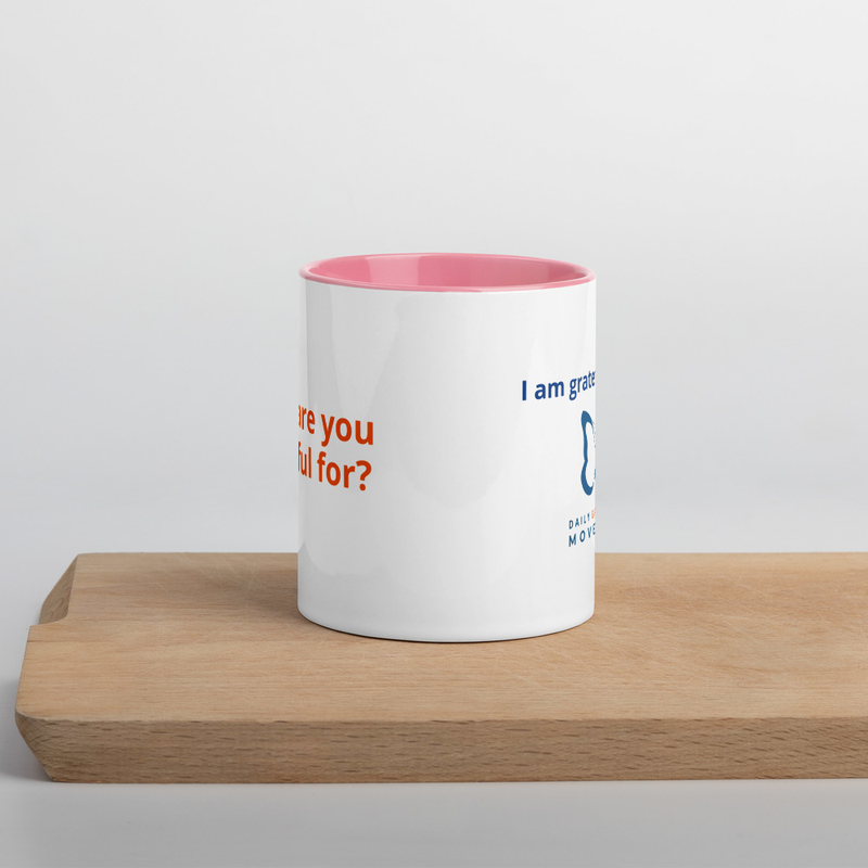 Gratitude Coffee Mug with Color Inside – 11 oz, Pink